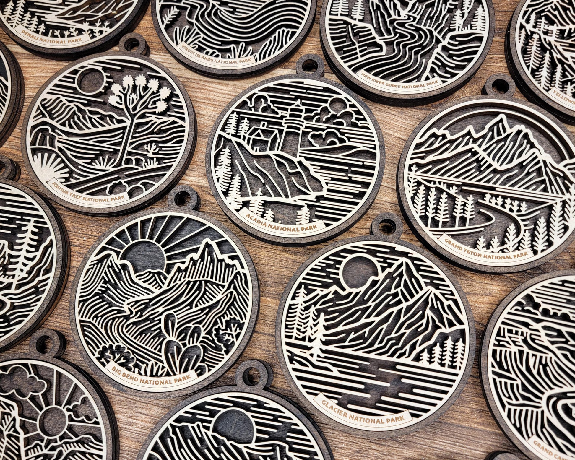 National Park Ornament – Nature Christmas Ornament – Engraved Wood Outdoor Hiking Camping Decoration