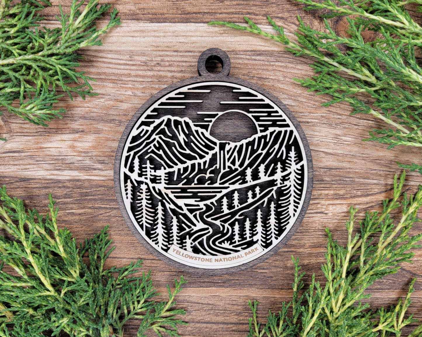 National Park Ornament – Nature Christmas Ornament – Engraved Wood Outdoor Hiking Camping Decoration