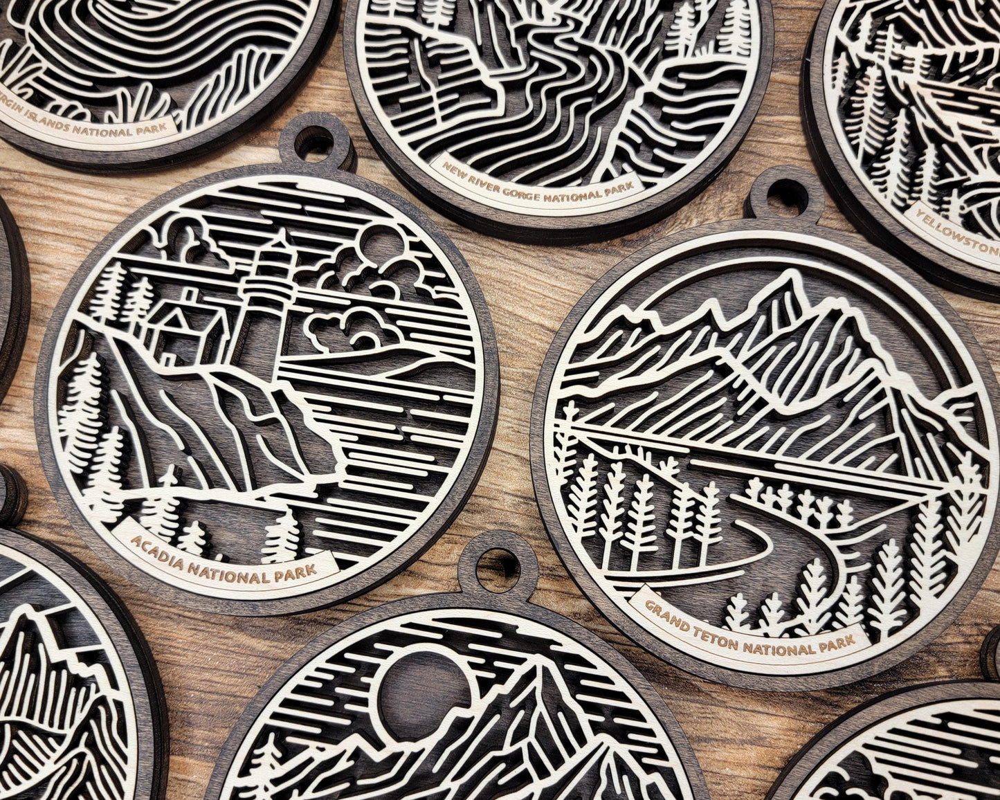 National Park Ornament – Nature Christmas Ornament – Engraved Wood Outdoor Hiking Camping Decoration