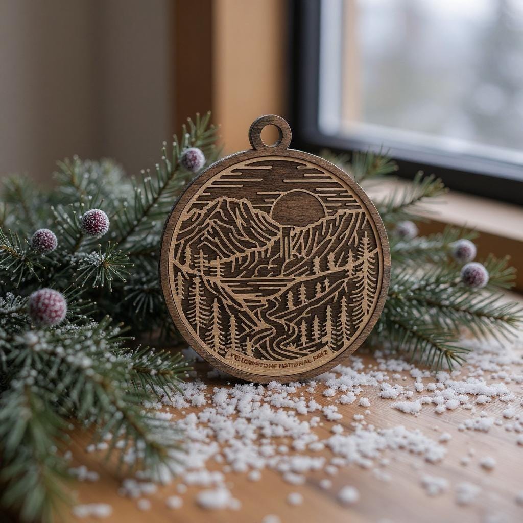 National Park Ornament – Nature Christmas Ornament – Engraved Wood Outdoor Hiking Camping Decoration