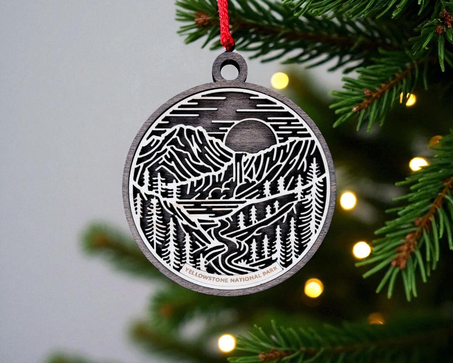 National Park Ornament – Nature Christmas Ornament – Engraved Wood Outdoor Hiking Camping Decoration