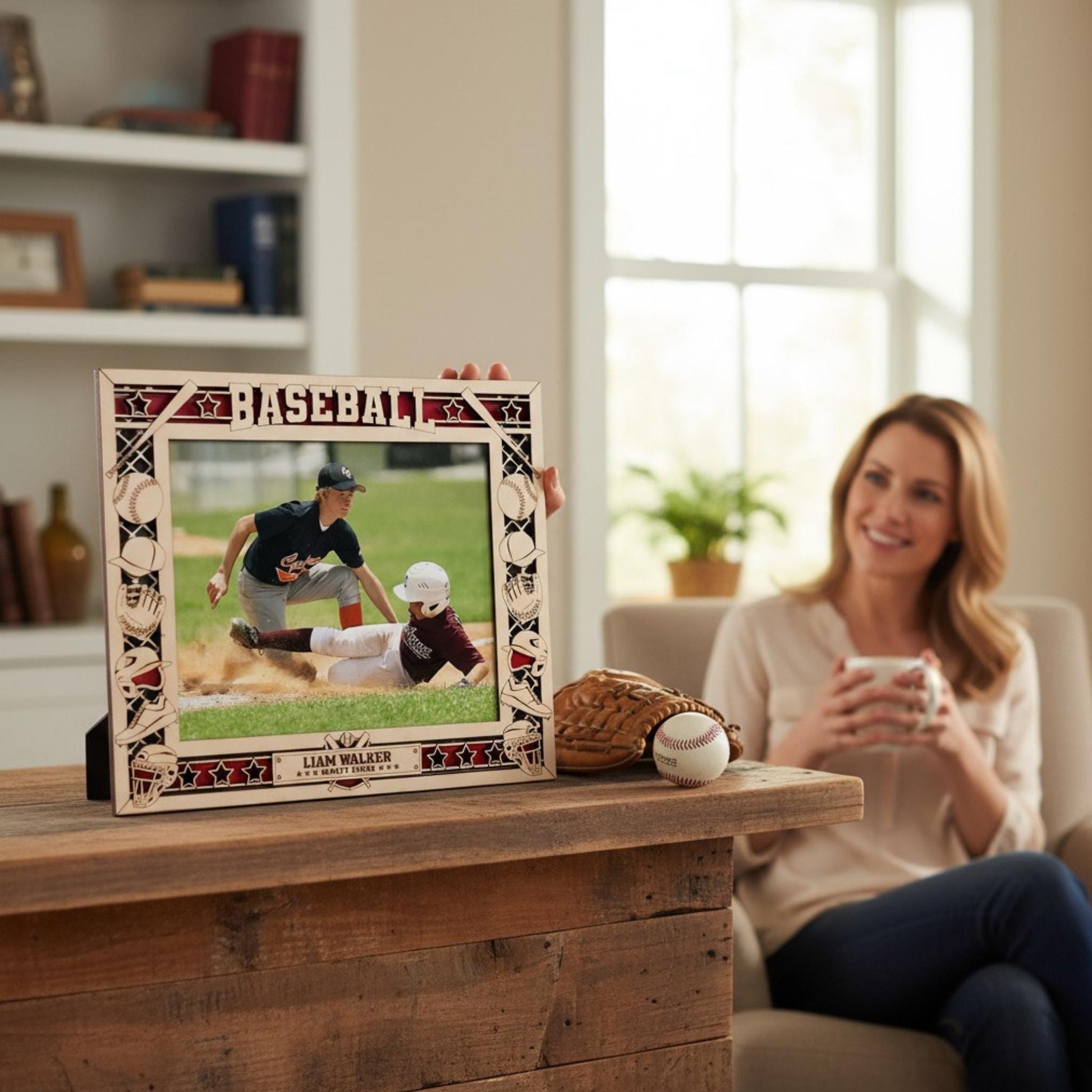 Personalized Baseball Coach Photo Frame, Custom Team Keepsake, End of Season Gift