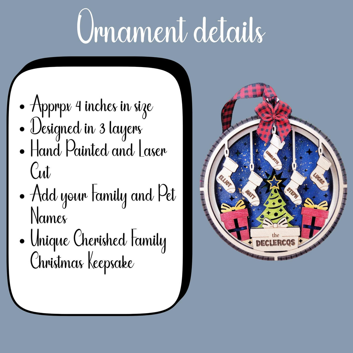 Personalized Stocking Ornament with Pets