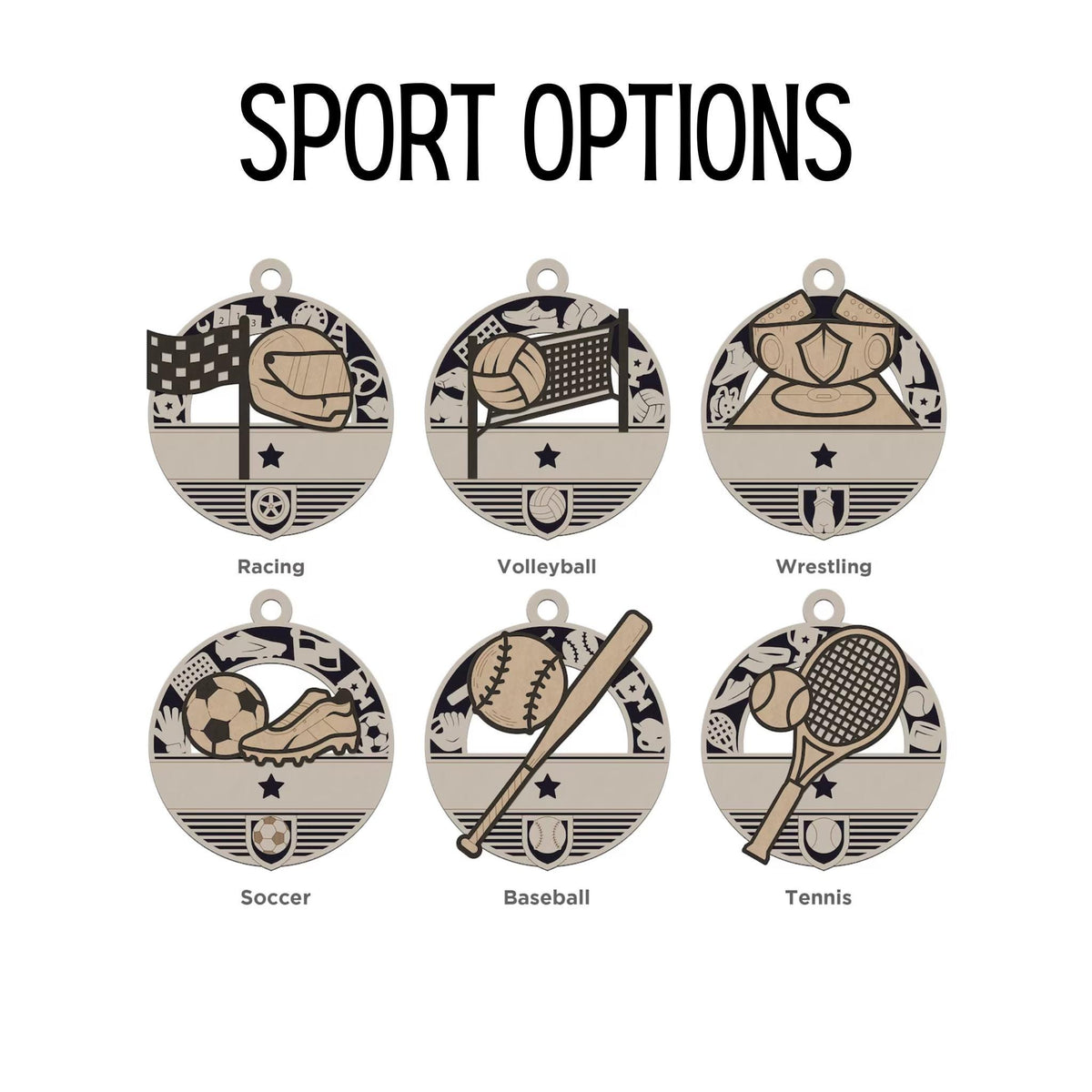 Personalized Sports Ornament – Layered Team Design, Laser Cut Wood Keepsake, Gift for Athletes