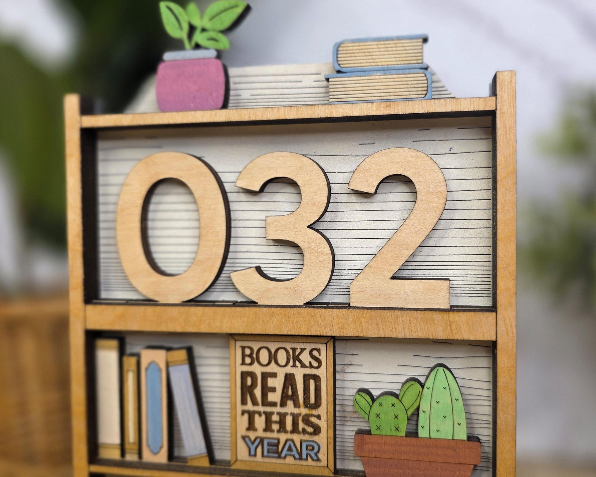 Book Nook Counter | Reading Tracker Display | Mini Bookshelf Book Count Sign | Book Lover Desk Decor | Reading Challenge Tracker