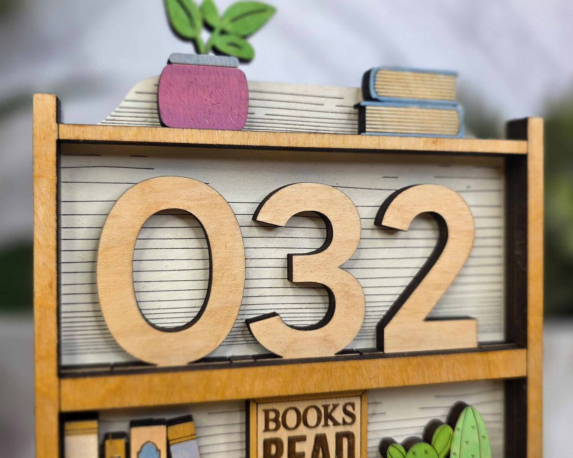 Book Nook Counter | Reading Tracker Display | Mini Bookshelf Book Count Sign | Book Lover Desk Decor | Reading Challenge Tracker