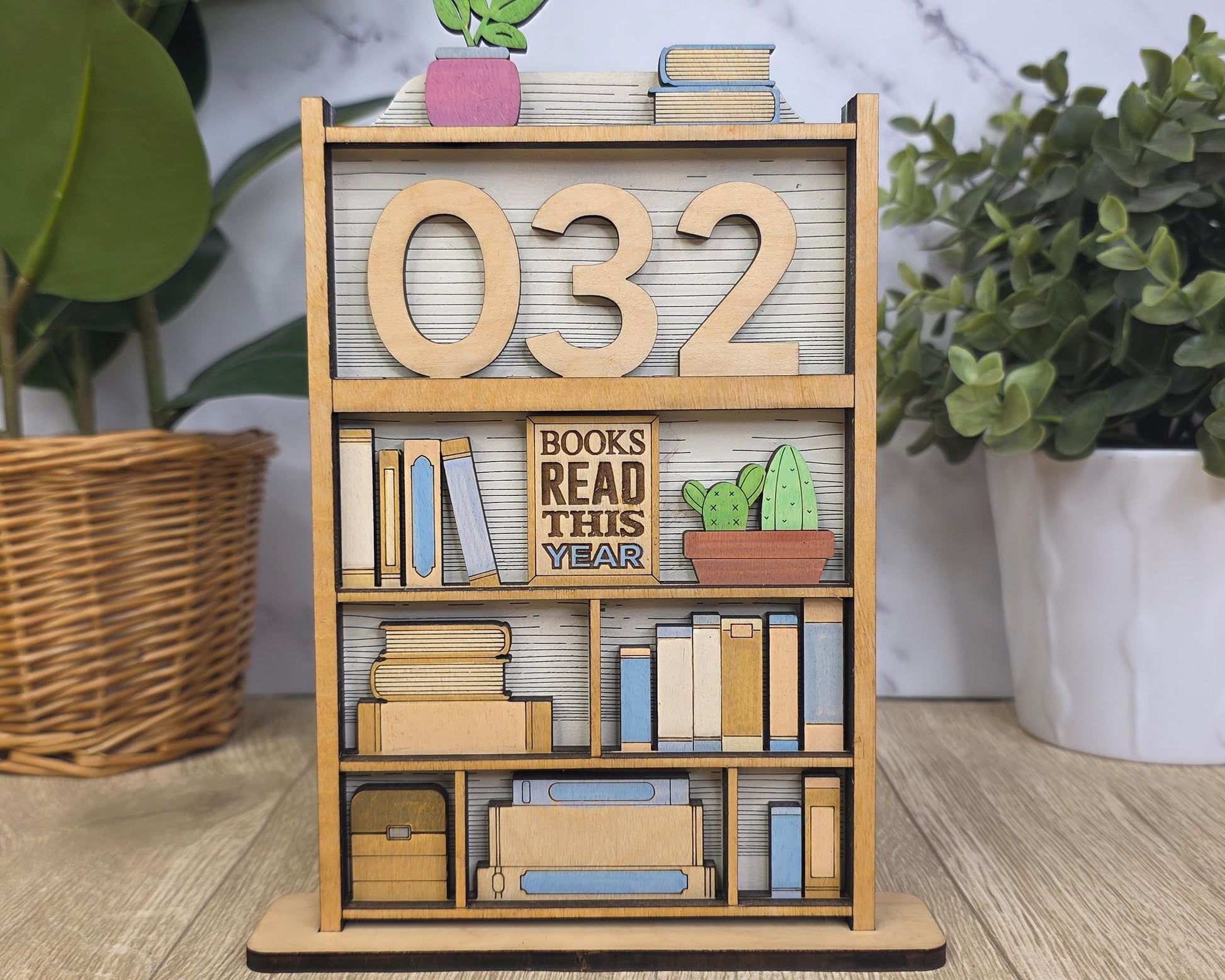Book Nook Counter | Reading Tracker Display | Mini Bookshelf Book Count Sign | Book Lover Desk Decor | Reading Challenge Tracker