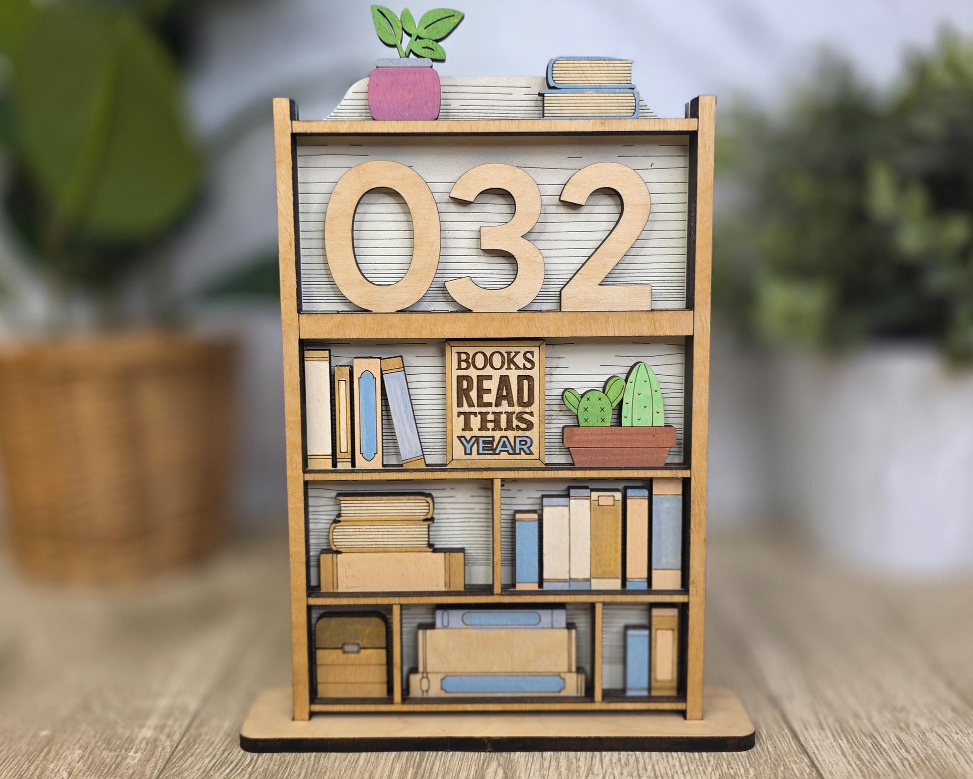 Book Nook Counter | Reading Tracker Display | Mini Bookshelf Book Count Sign | Book Lover Desk Decor | Reading Challenge Tracker