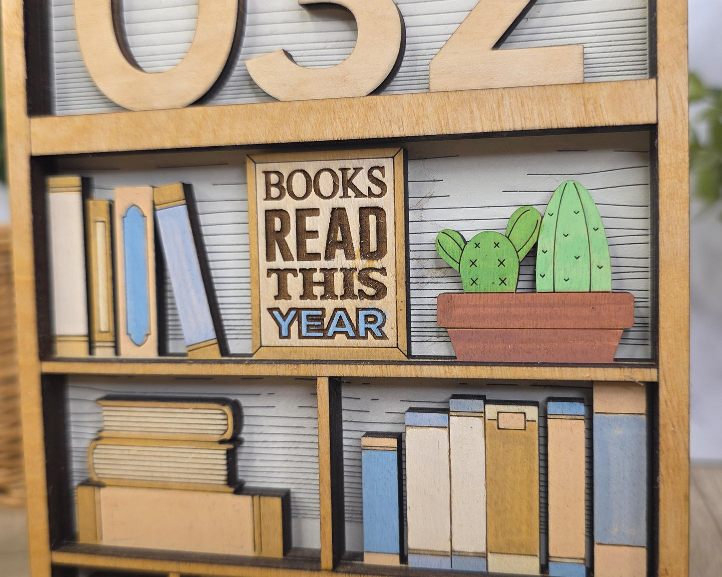 Book Nook Counter | Reading Tracker Display | Mini Bookshelf Book Count Sign | Book Lover Desk Decor | Reading Challenge Tracker