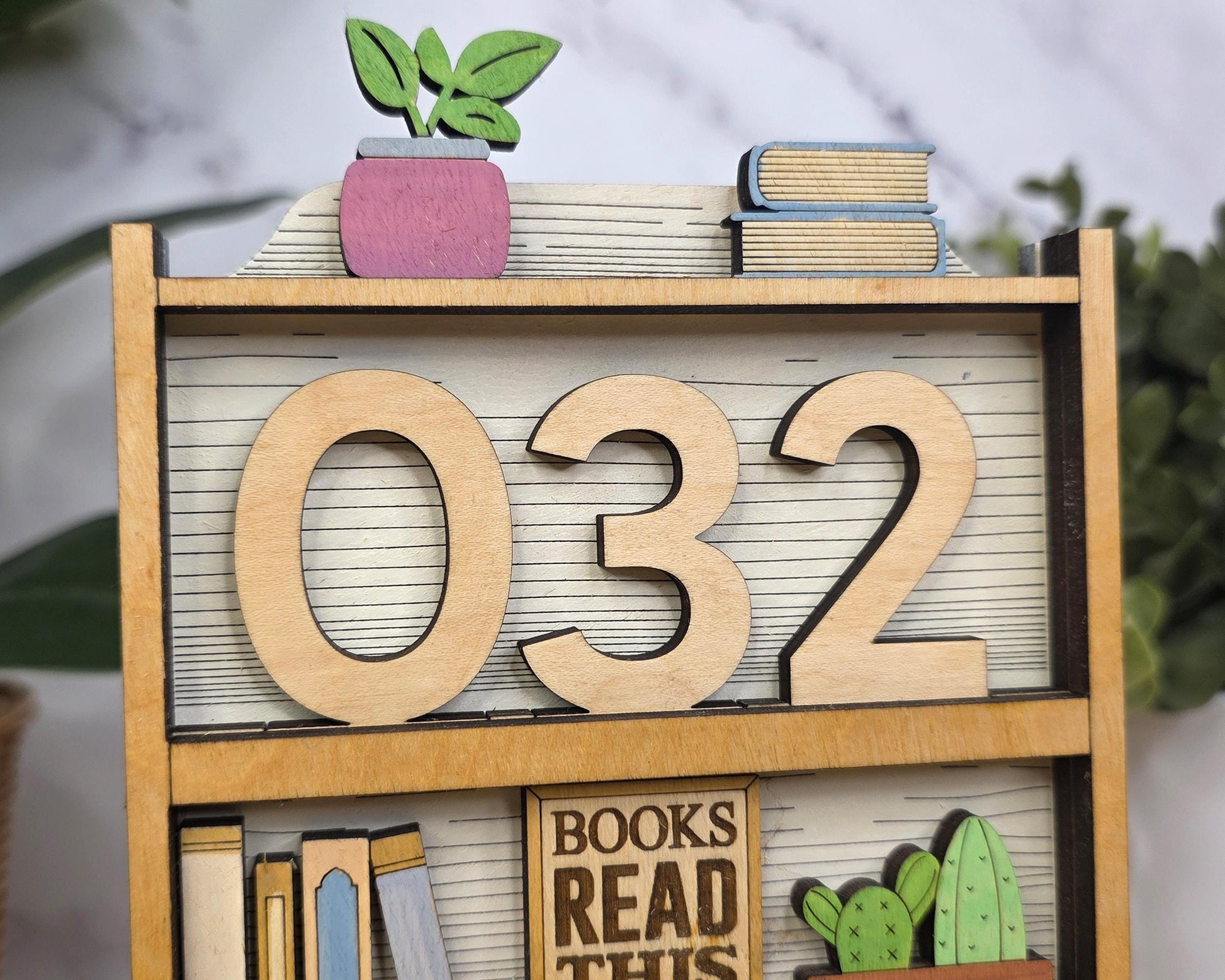 Book Nook Counter | Reading Tracker Display | Mini Bookshelf Book Count Sign | Book Lover Desk Decor | Reading Challenge Tracker