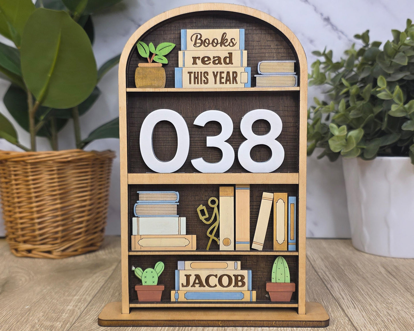 Book Nook Counter | Reading Tracker Display | Mini Bookshelf Book Count Sign | Book Lover Desk Decor | Reading Challenge Tracker