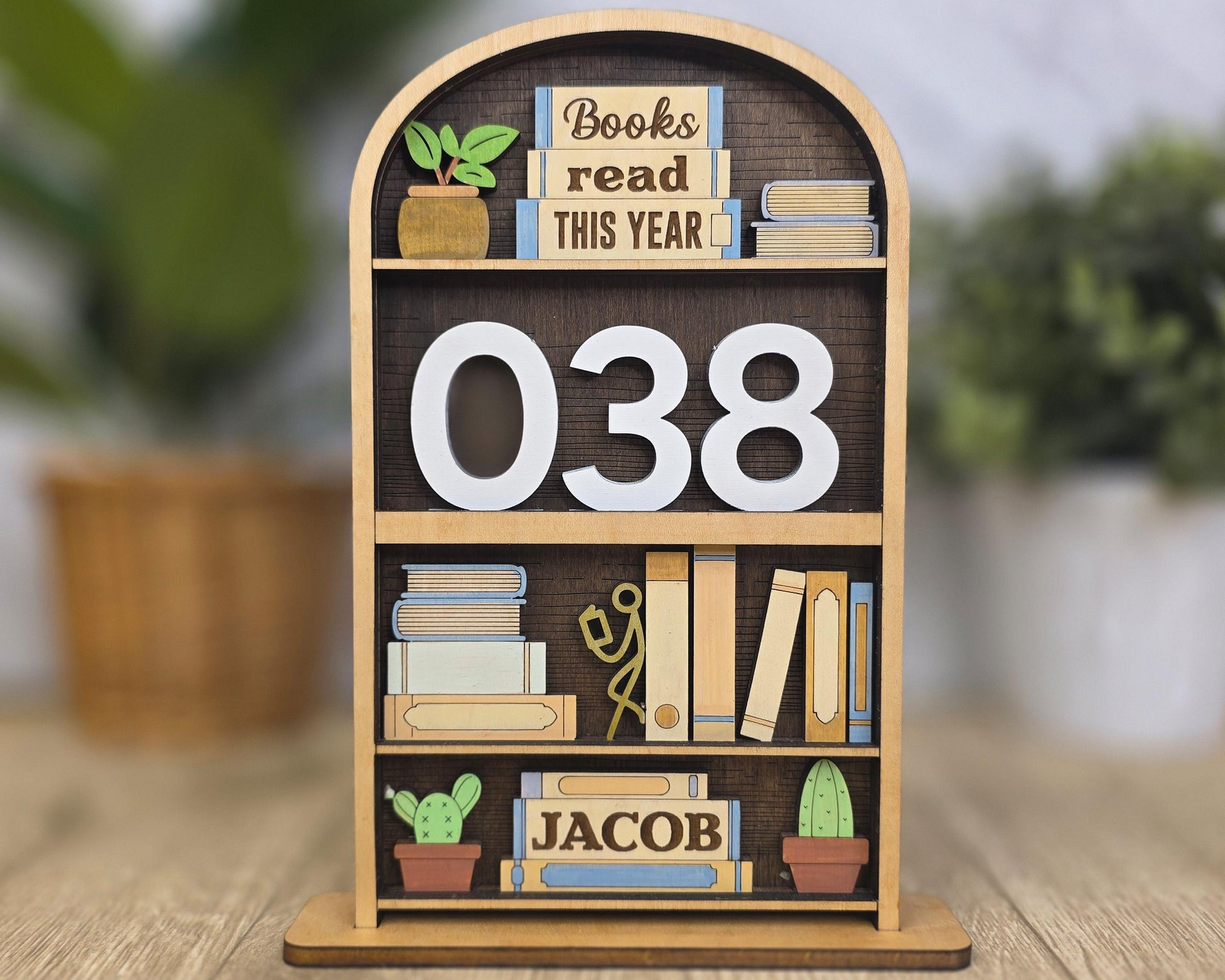 Book Nook Counter | Reading Tracker Display | Mini Bookshelf Book Count Sign | Book Lover Desk Decor | Reading Challenge Tracker