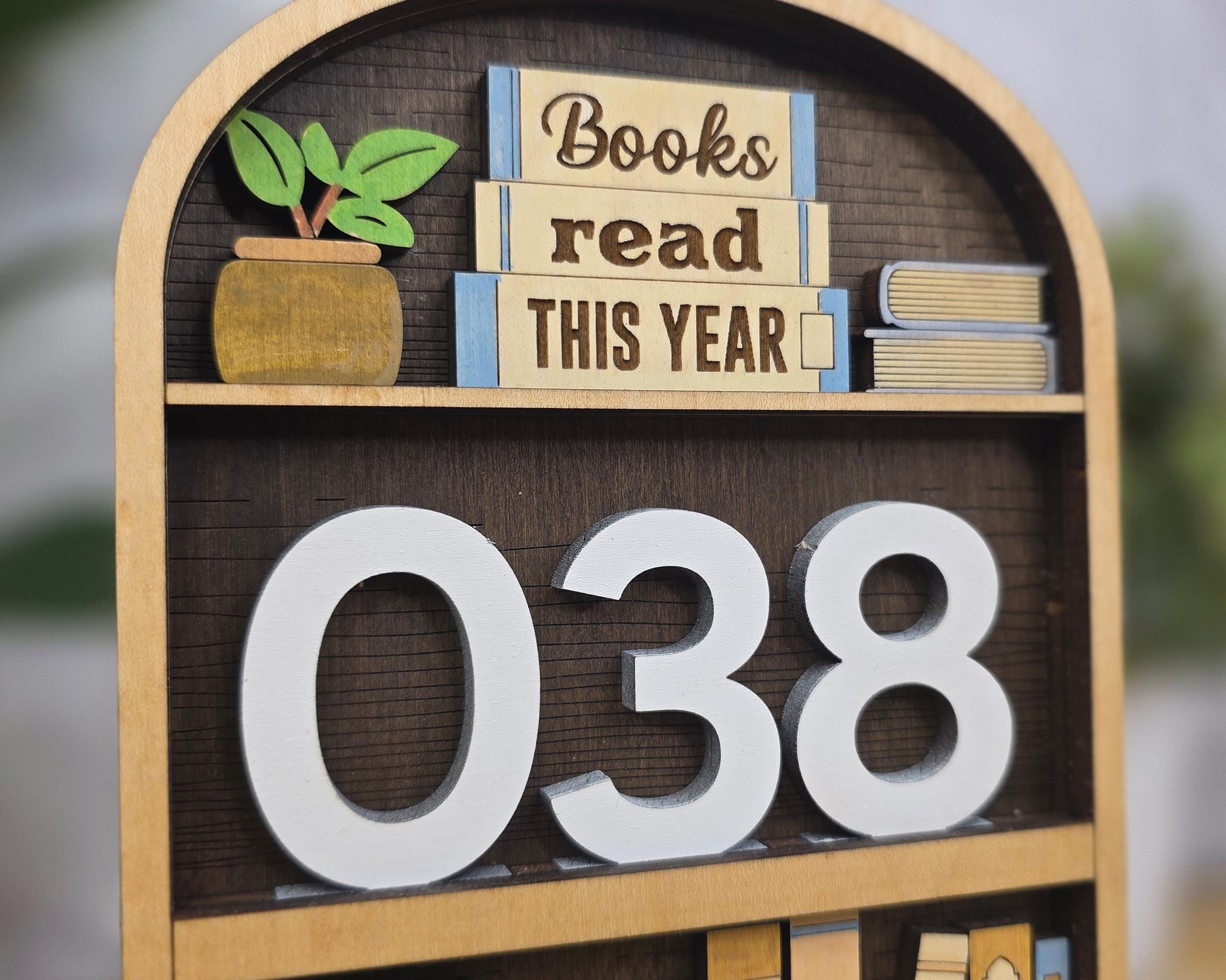Book Nook Counter | Reading Tracker Display | Mini Bookshelf Book Count Sign | Book Lover Desk Decor | Reading Challenge Tracker