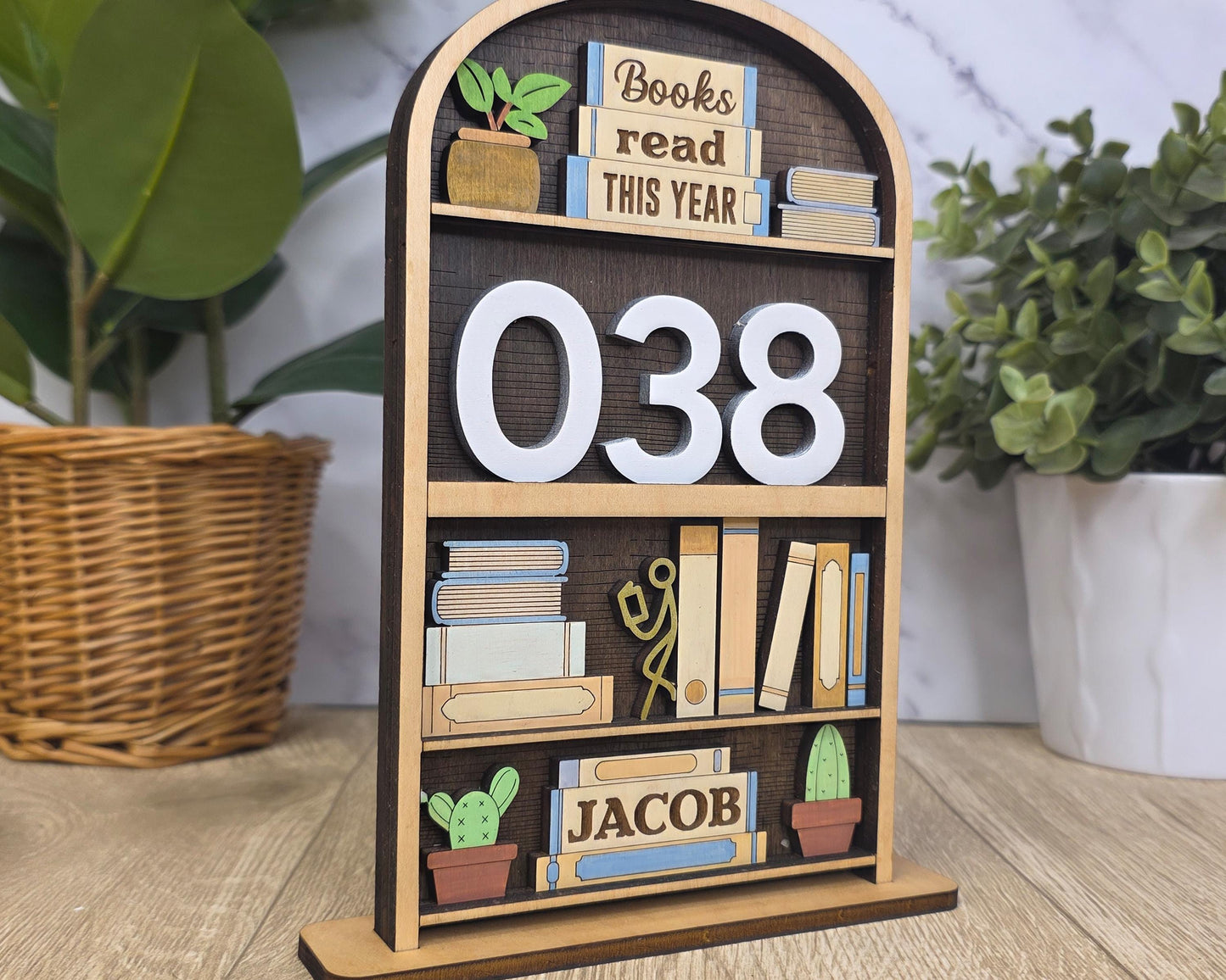 Book Nook Counter | Reading Tracker Display | Mini Bookshelf Book Count Sign | Book Lover Desk Decor | Reading Challenge Tracker