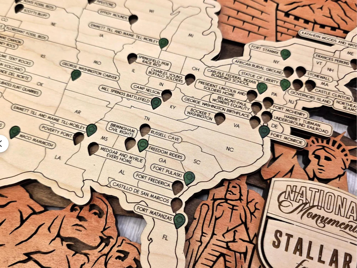 National Monument Travel Map, Personalized USA Adventure Tracker, Wooden Travel Map, National Park Style Decor, Adventure Gift