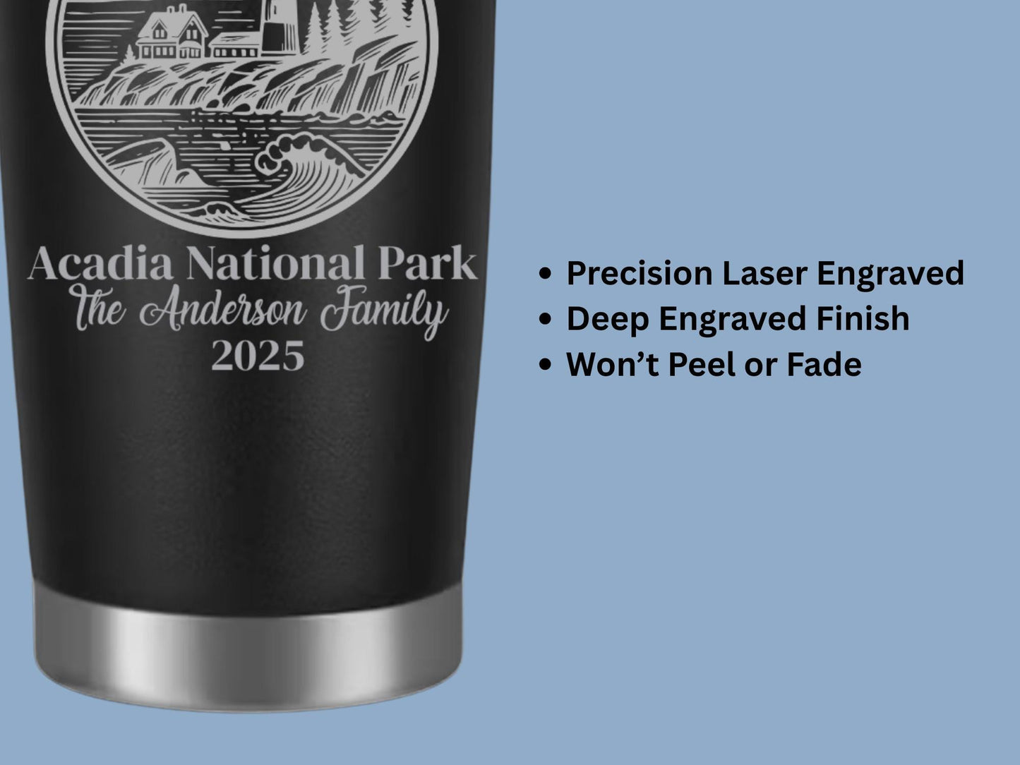 Personalized National Park Tumbler, Laser Engraved 20 oz Stainless Steel Travel Cup