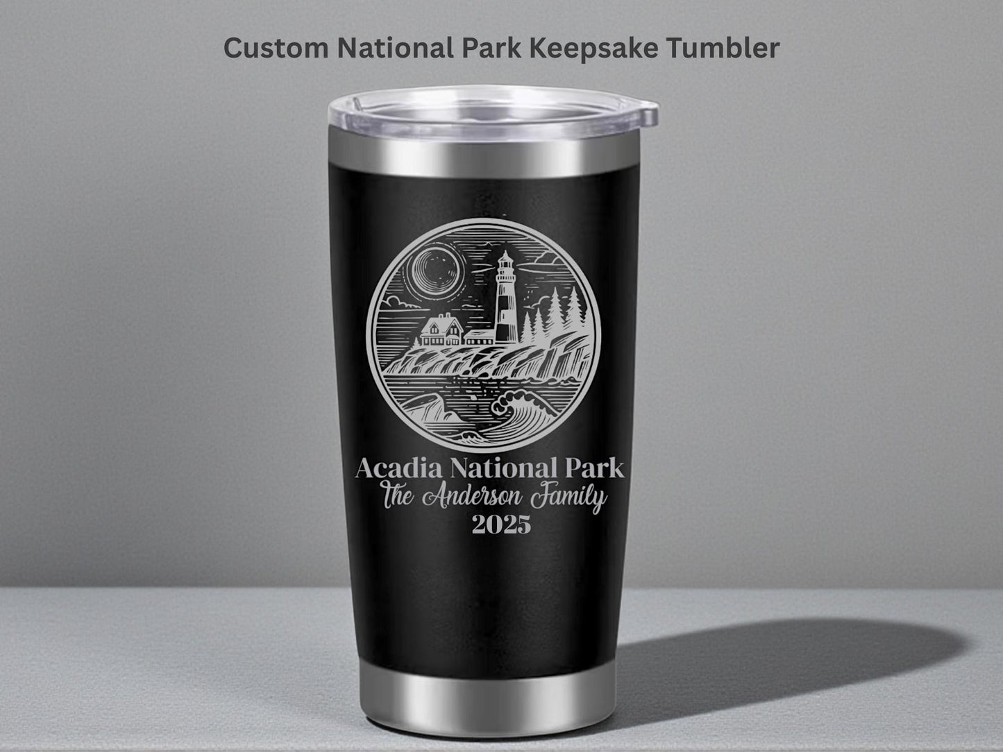Personalized National Park Tumbler, Laser Engraved 20 oz Stainless Steel Travel Cup