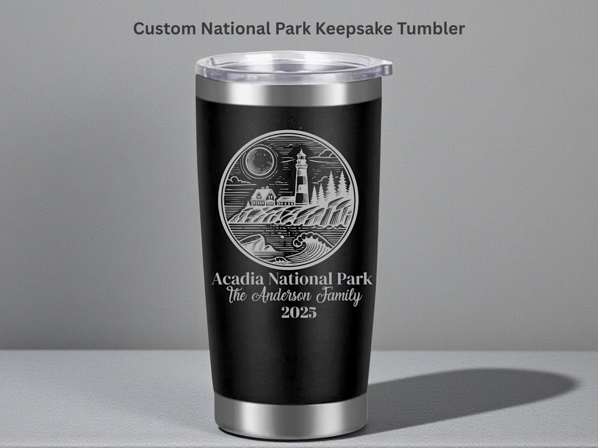 Personalized National Park Tumbler, Laser Engraved 20 oz Stainless Steel Travel Cup