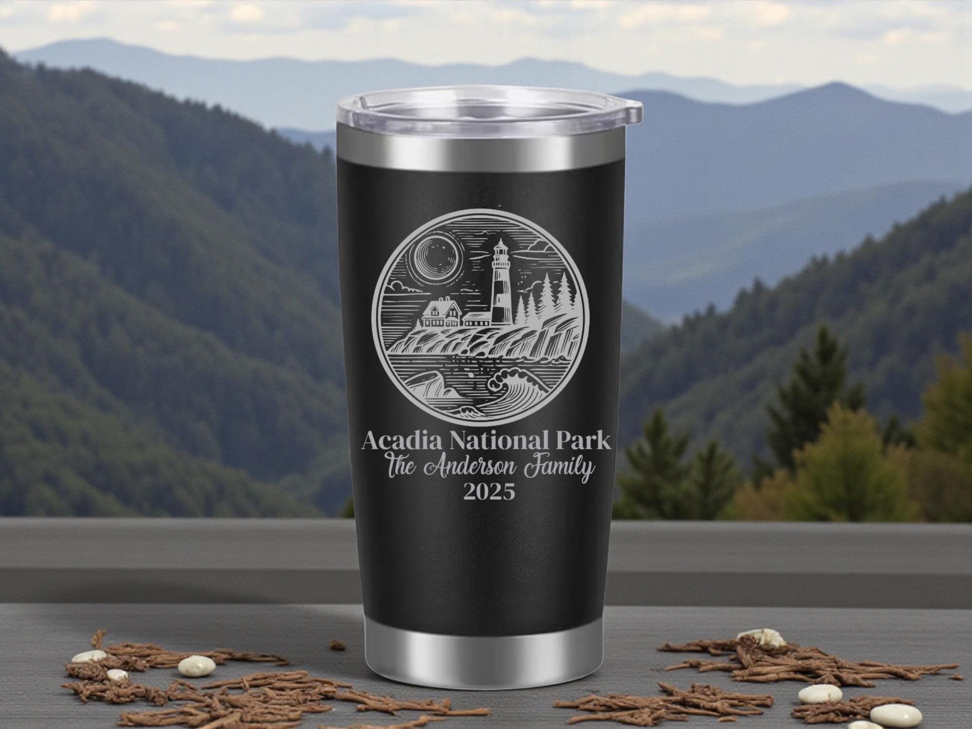 Personalized National Park Tumbler, Laser Engraved 20 oz Stainless Steel Travel Cup