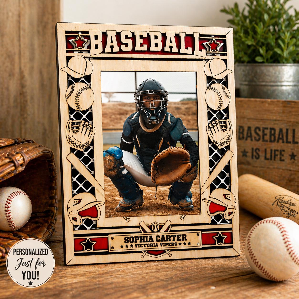 Personalized Baseball Coach Photo Frame, Custom Team Keepsake, End of Season Gift