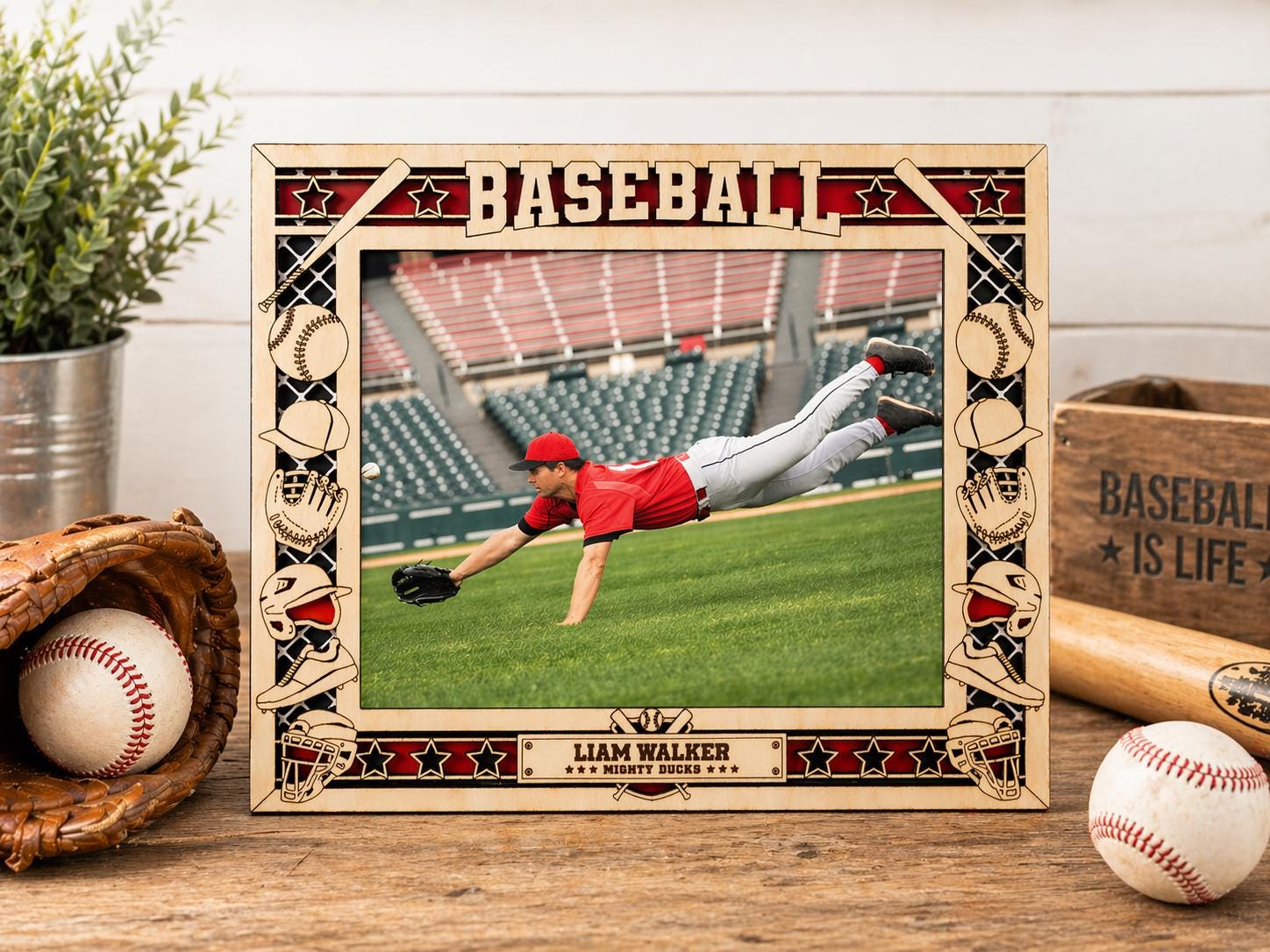Personalized Baseball Coach Photo Frame, Custom Team Keepsake, End of Season Gift
