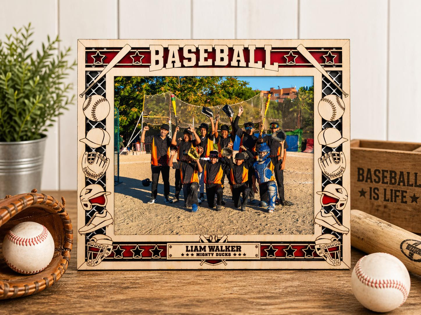 Personalized Baseball Coach Photo Frame, Custom Team Keepsake, End of Season Gift