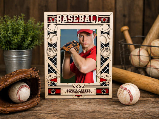 Personalized Baseball Senior Night Photo Frame, Engraved Wood Keepsake, Player Graduation Gift