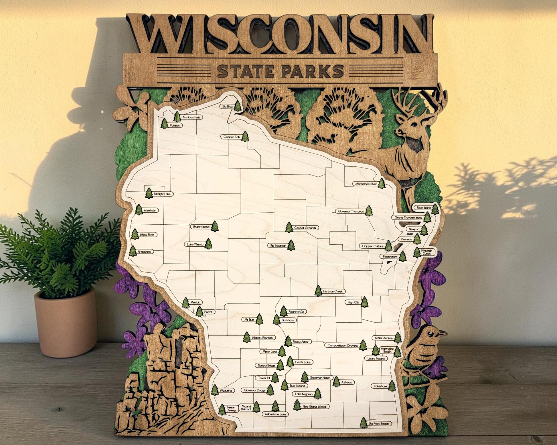 Personalized Wisconsin State Parks Map | WI Travel Tracker | Hiking & Camping Gift | Wisconsin Gift for Her | Wisconsin Wall Art