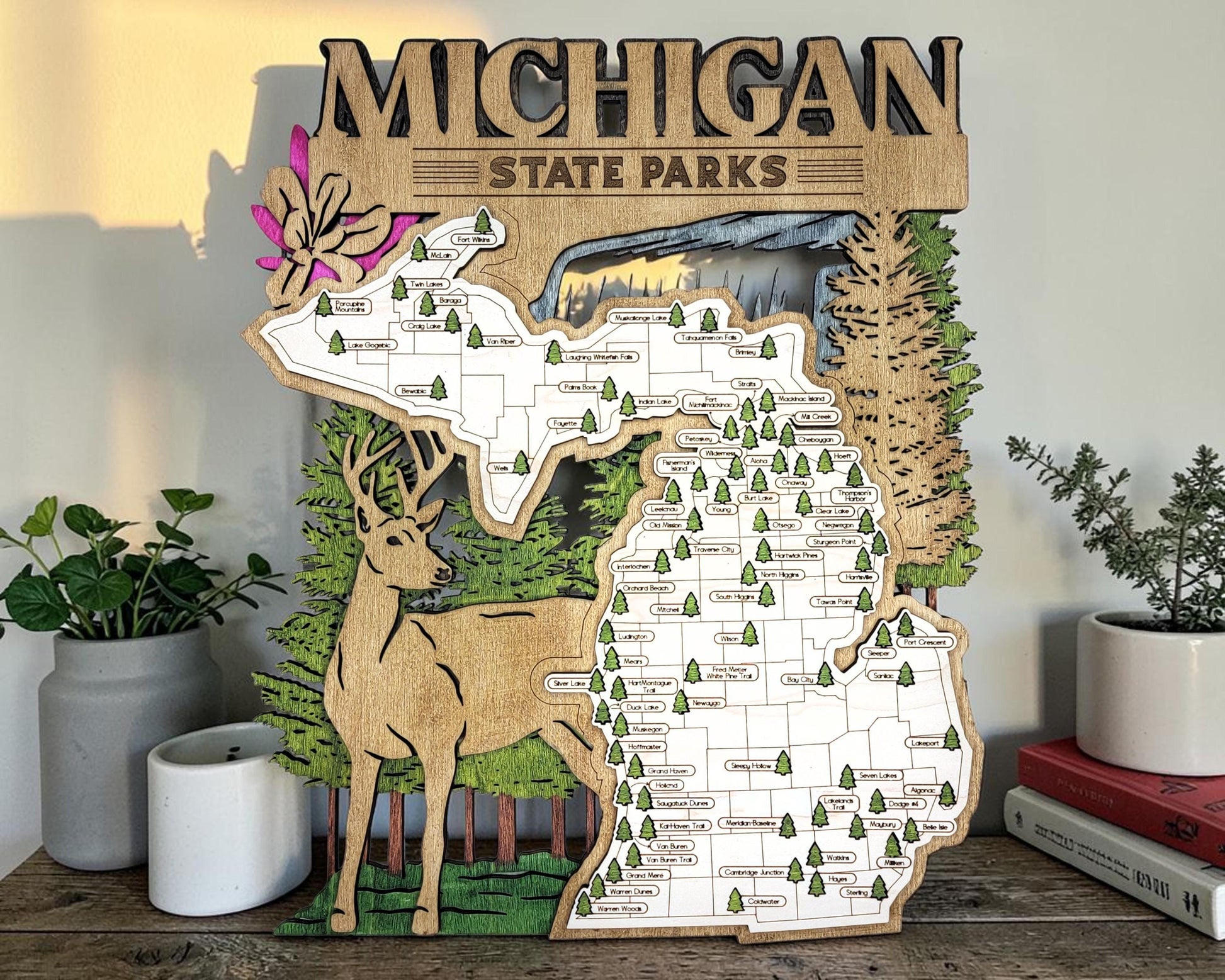 Personalized Michigan State Parks Map | MI Travel Tracker | Hiking & Camping Gift | Michigan Gift for Her | Michigan Wall Art