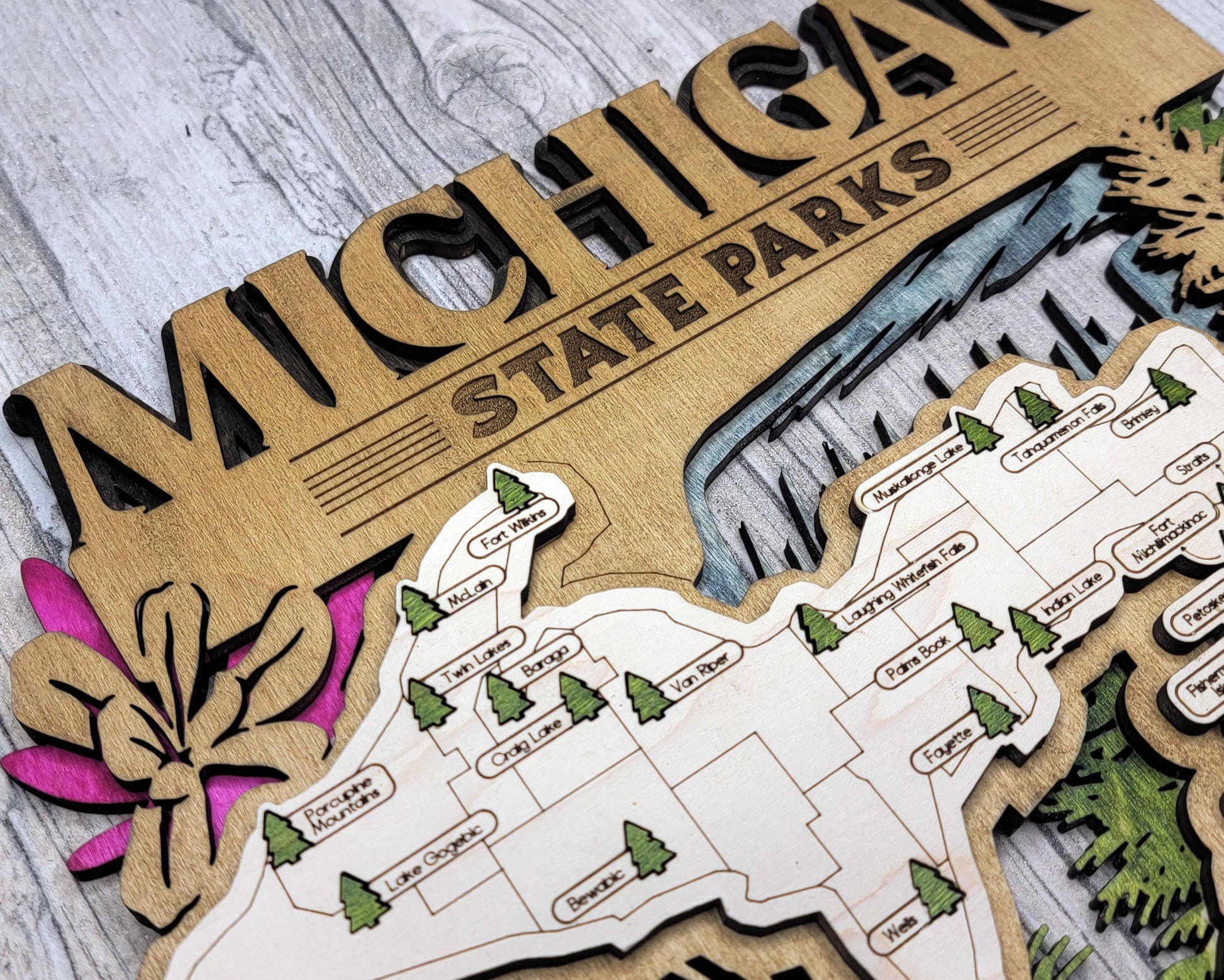 Personalized Michigan State Parks Map | MI Travel Tracker | Hiking & Camping Gift | Michigan Gift for Her | Michigan Wall Art