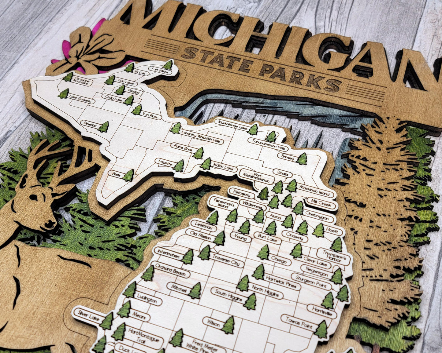 Personalized Michigan State Parks Map | MI Travel Tracker | Hiking & Camping Gift | Michigan Gift for Her | Michigan Wall Art