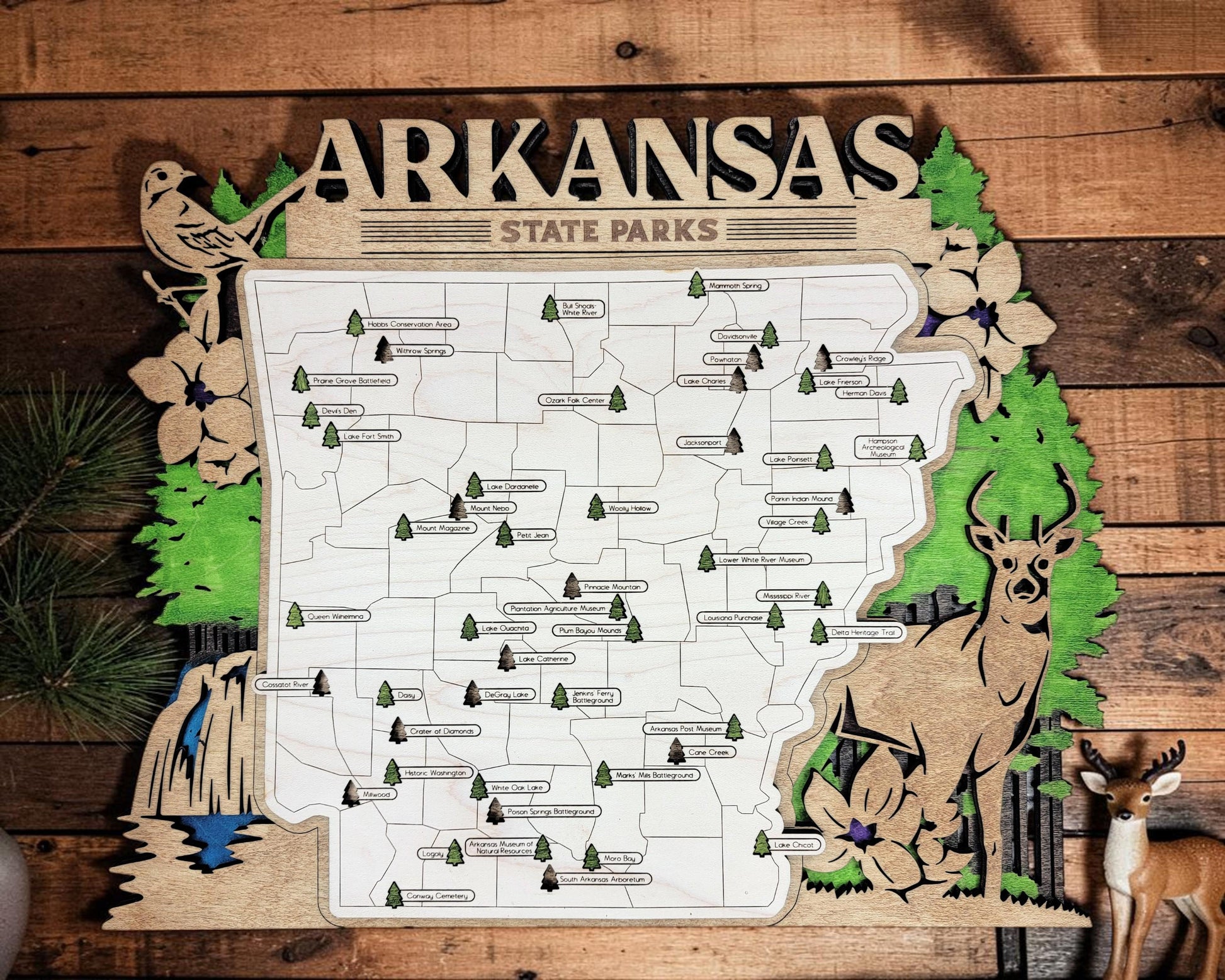 Personalized Arkansas State Parks Map | AR Travel Tracker | Hiking & Camping Gift | Arkansas Gift for Her | Arkansas Wall Art