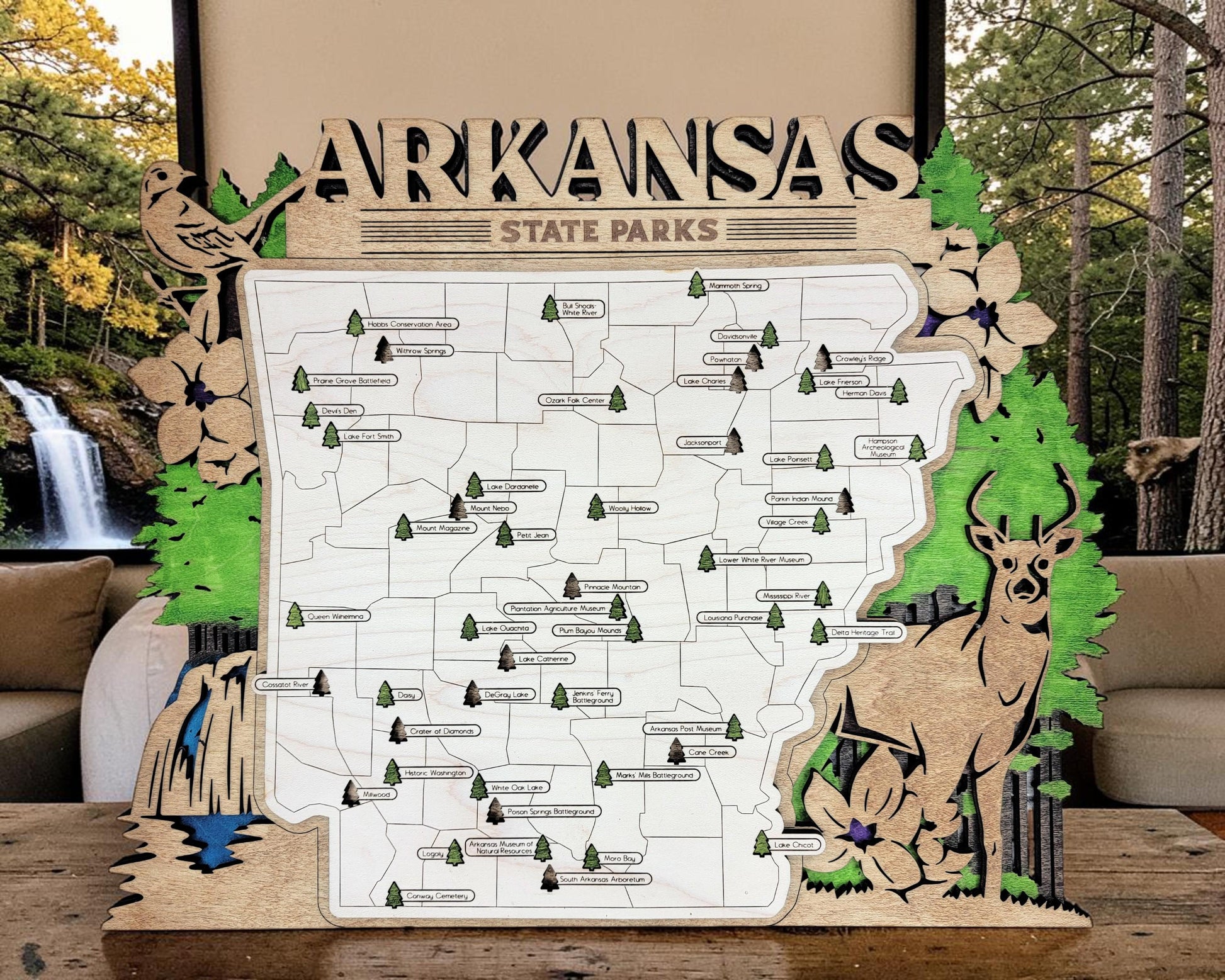 Personalized Arkansas State Parks Map | AR Travel Tracker | Hiking & Camping Gift | Arkansas Gift for Her | Arkansas Wall Art