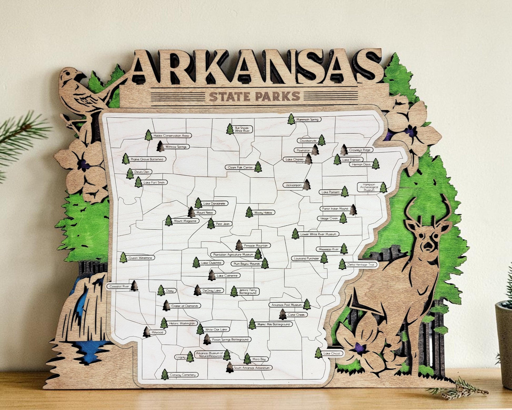 Personalized Arkansas State Parks Map | AR Travel Tracker | Hiking & Camping Gift | Arkansas Gift for Her | Arkansas Wall Art