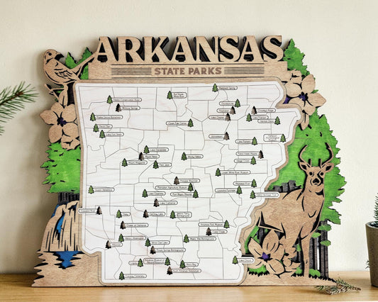 Personalized Arkansas State Parks Map | AR Travel Tracker | Hiking & Camping Gift | Arkansas Gift for Her | Arkansas Wall Art