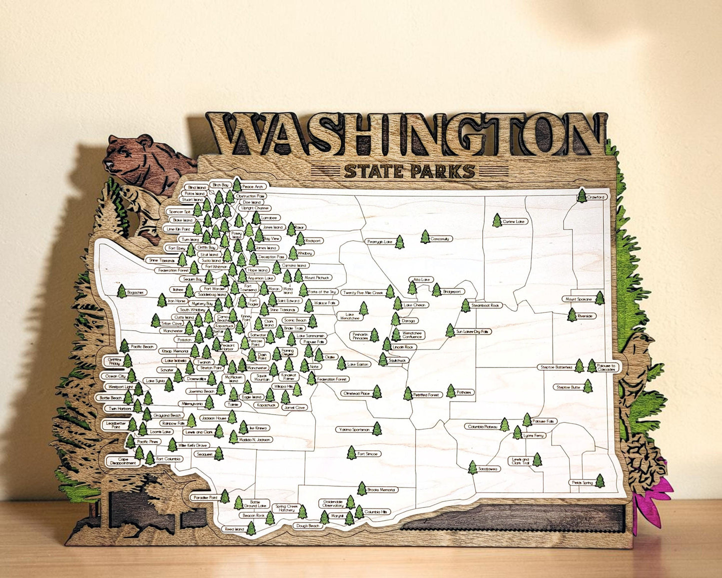 Personalized Washington State Parks Map | WA Travel Tracker | Hiking & Camping Gift | Washington Gift for Her | Washington Wall Art