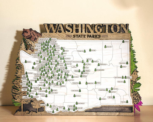 Personalized Washington State Parks Map | WA Travel Tracker | Hiking & Camping Gift | Washington Gift for Her | Washington Wall Art