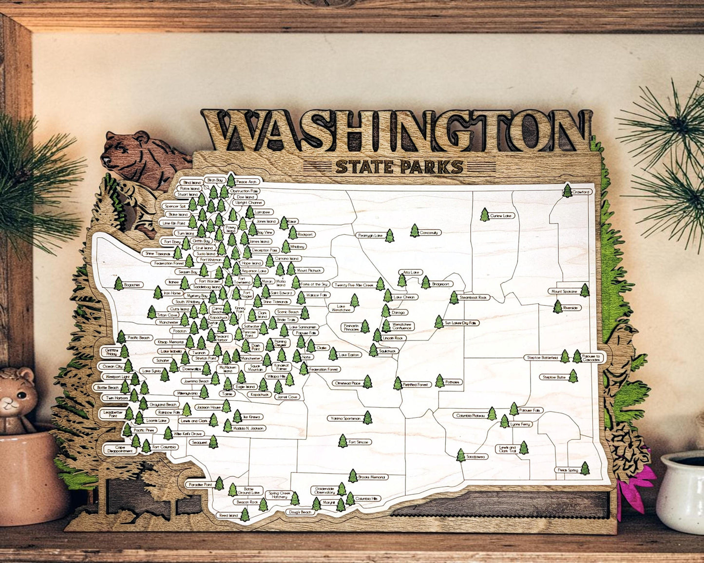 Personalized Washington State Parks Map | WA Travel Tracker | Hiking & Camping Gift | Washington Gift for Her | Washington Wall Art