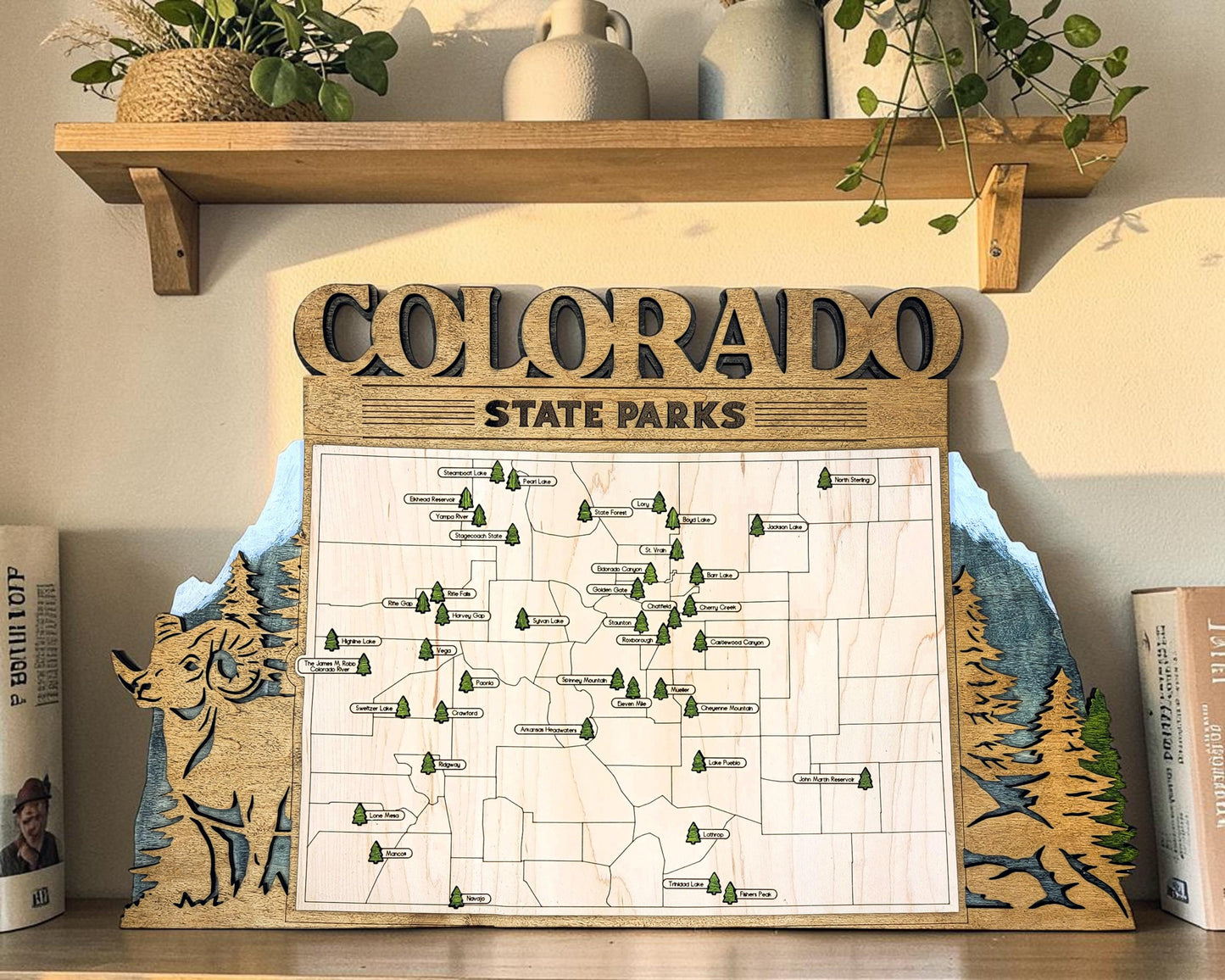 Personalized Colorado State Parks Map | Colorado Adventure Tracker | Layered Wood Travel Keepsake | Hiking & Camping Gift