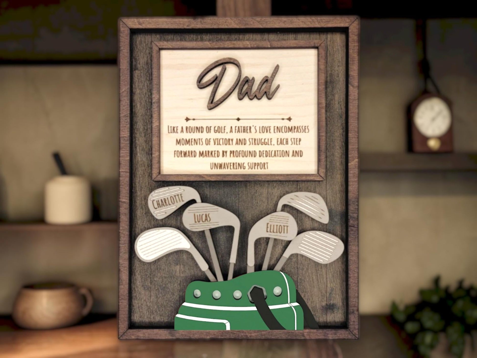 Personalized Golf Dad Sign | Engraved Wood Gift with Kids Names | Golf Grandpa Papa Daddy Gift | Father’s Day Golf Gift