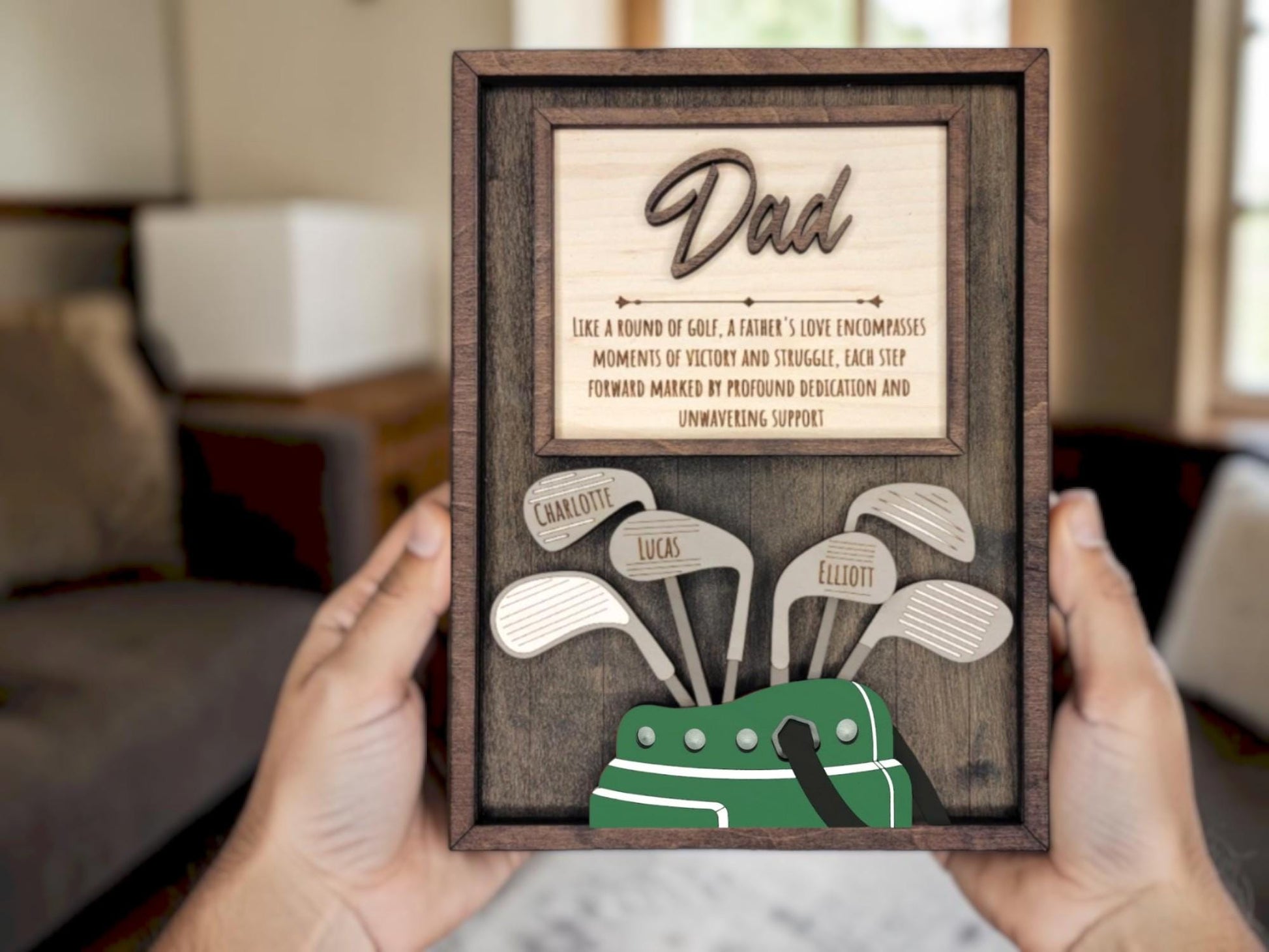 Personalized Golf Dad Sign | Engraved Wood Gift with Kids Names | Golf Grandpa Papa Daddy Gift | Father’s Day Golf Gift