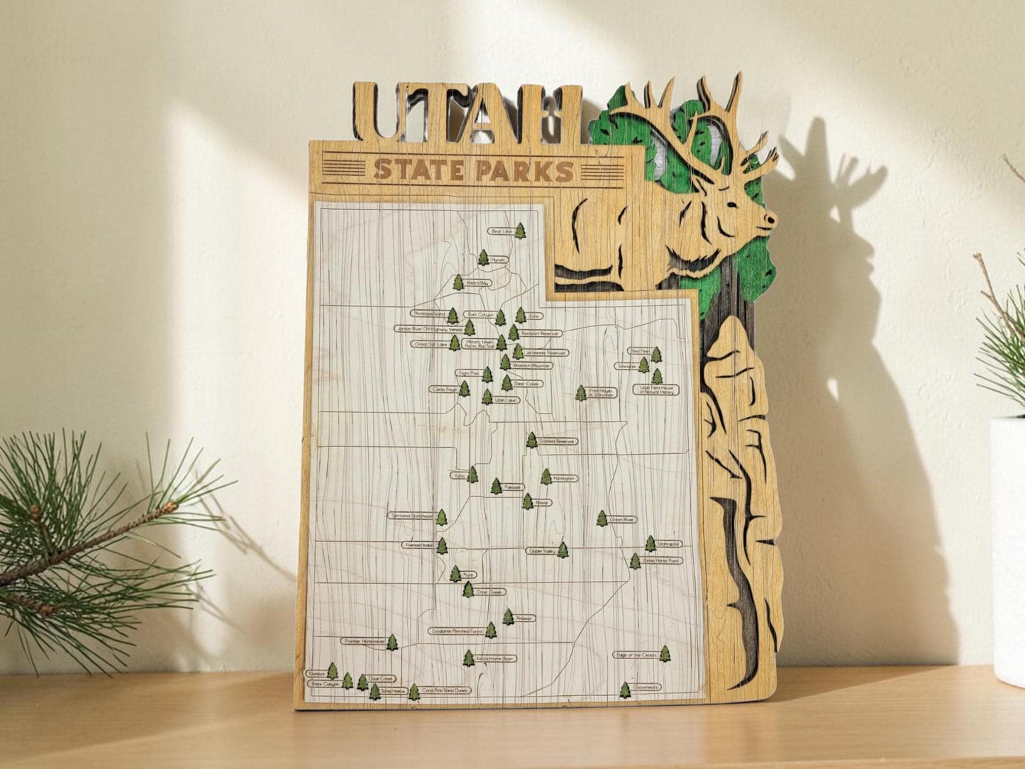 Personalized Utah State Parks Map | UT Travel Tracker | Layered Wood Adventure Keepsake | Hiking & Camping Gift | Utah Wall Art