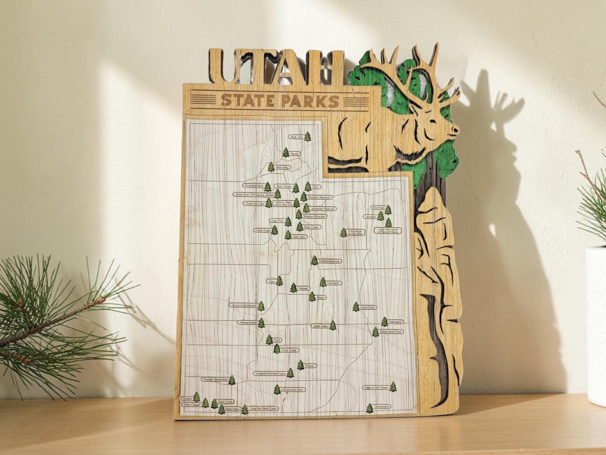 Personalized Utah State Parks Map | UT Travel Tracker | Layered Wood Adventure Keepsake | Hiking & Camping Gift | Utah Wall Art