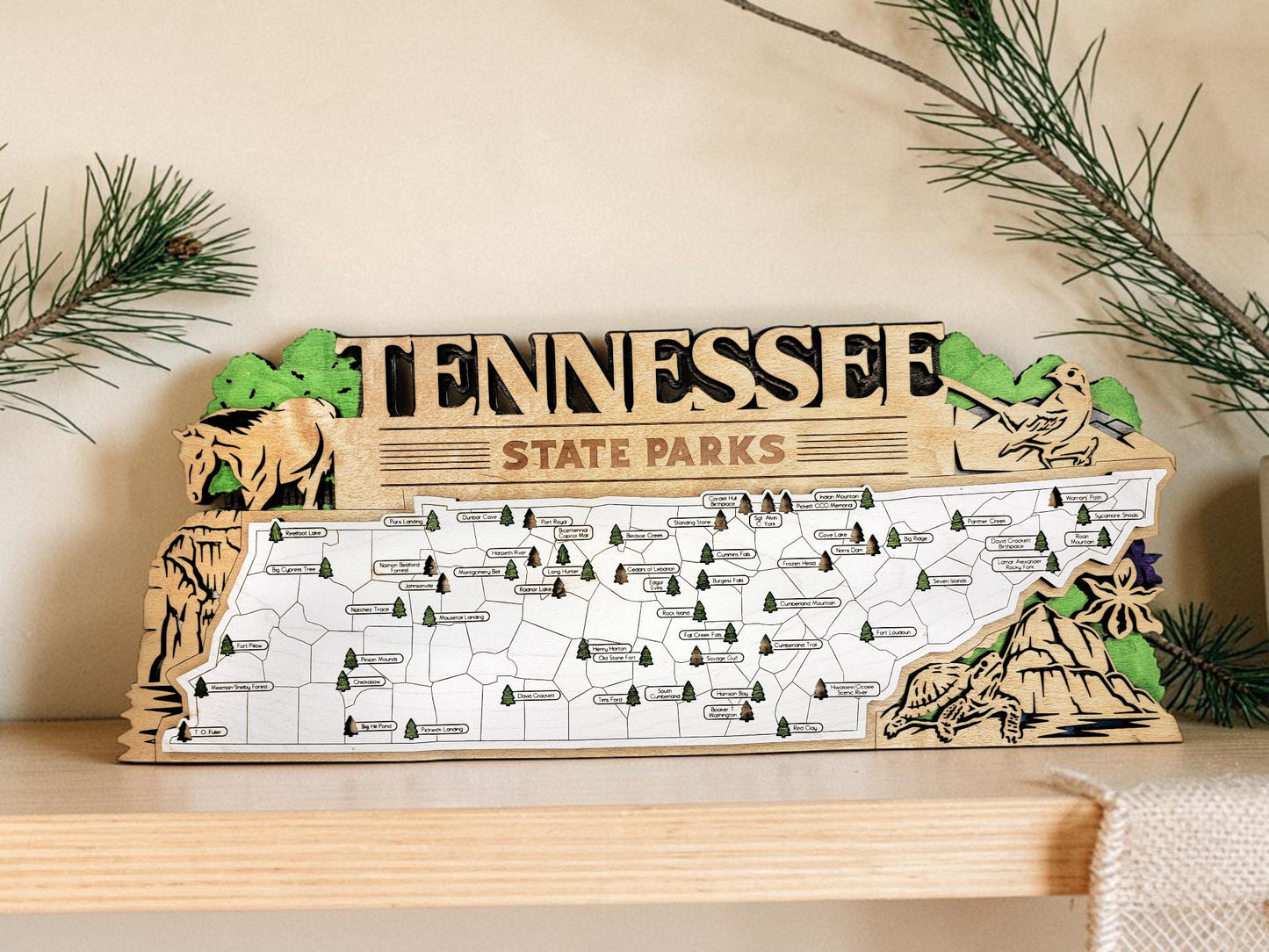 Personalized Tennessee State Parks Map | Tennessee Adventure Tracker | Layered Wood Travel Keepsake | Hiking & Camping Gift