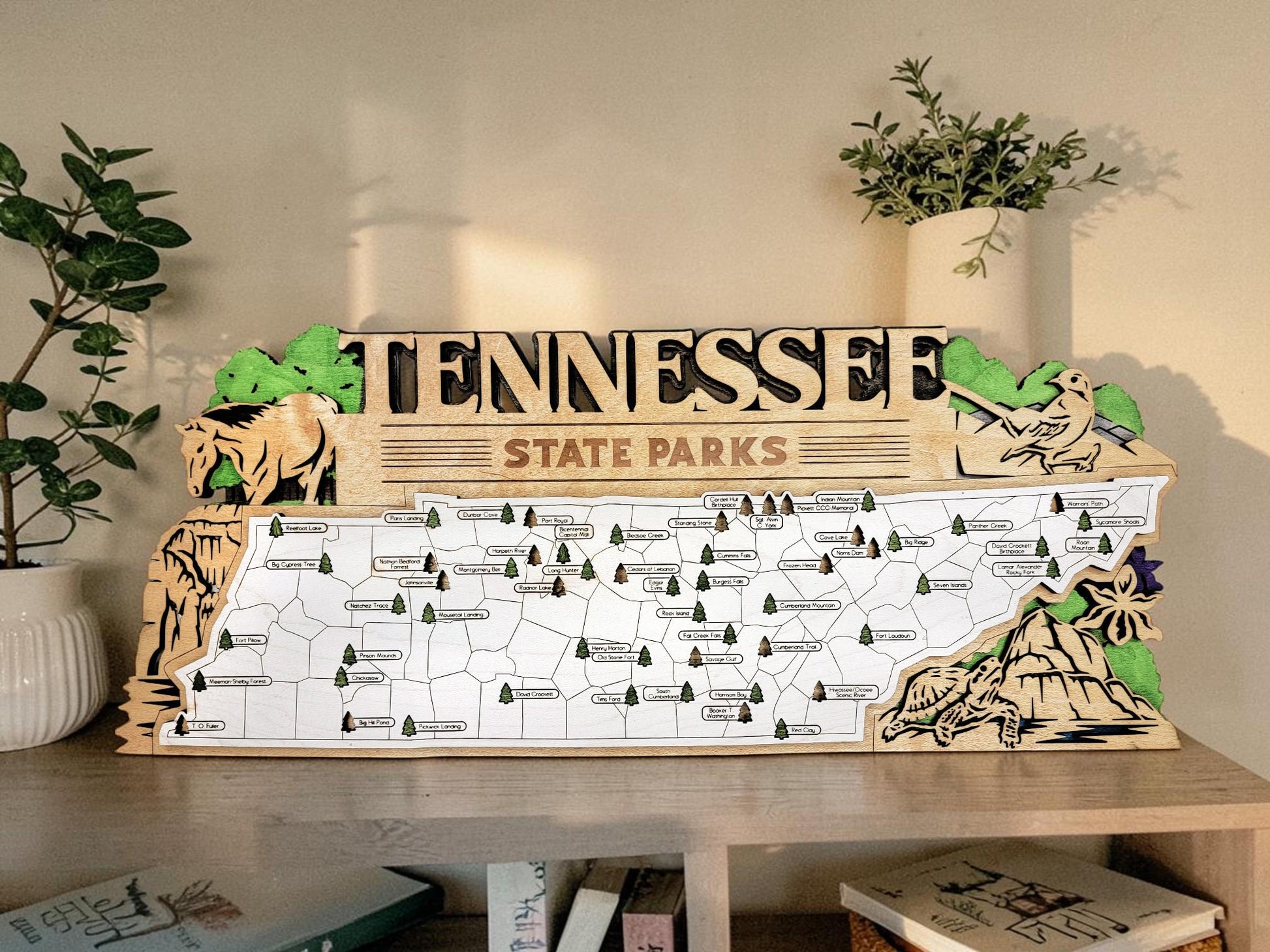 Personalized Tennessee State Parks Map | Tennessee Adventure Tracker | Layered Wood Travel Keepsake | Hiking & Camping Gift