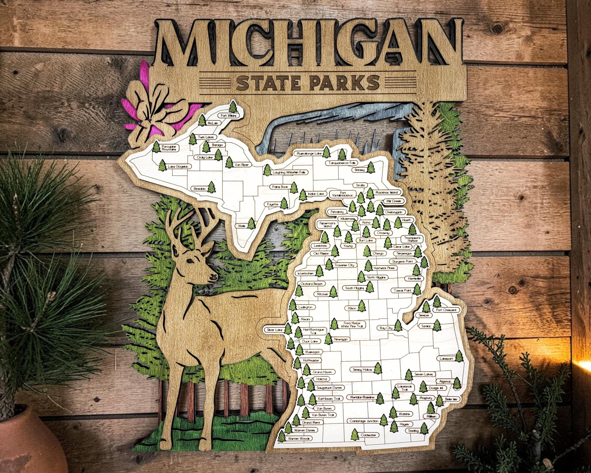 Personalized Michigan State Parks Map | MI Travel Tracker | Hiking & Camping Gift | Michigan Gift for Her | Michigan Wall Art