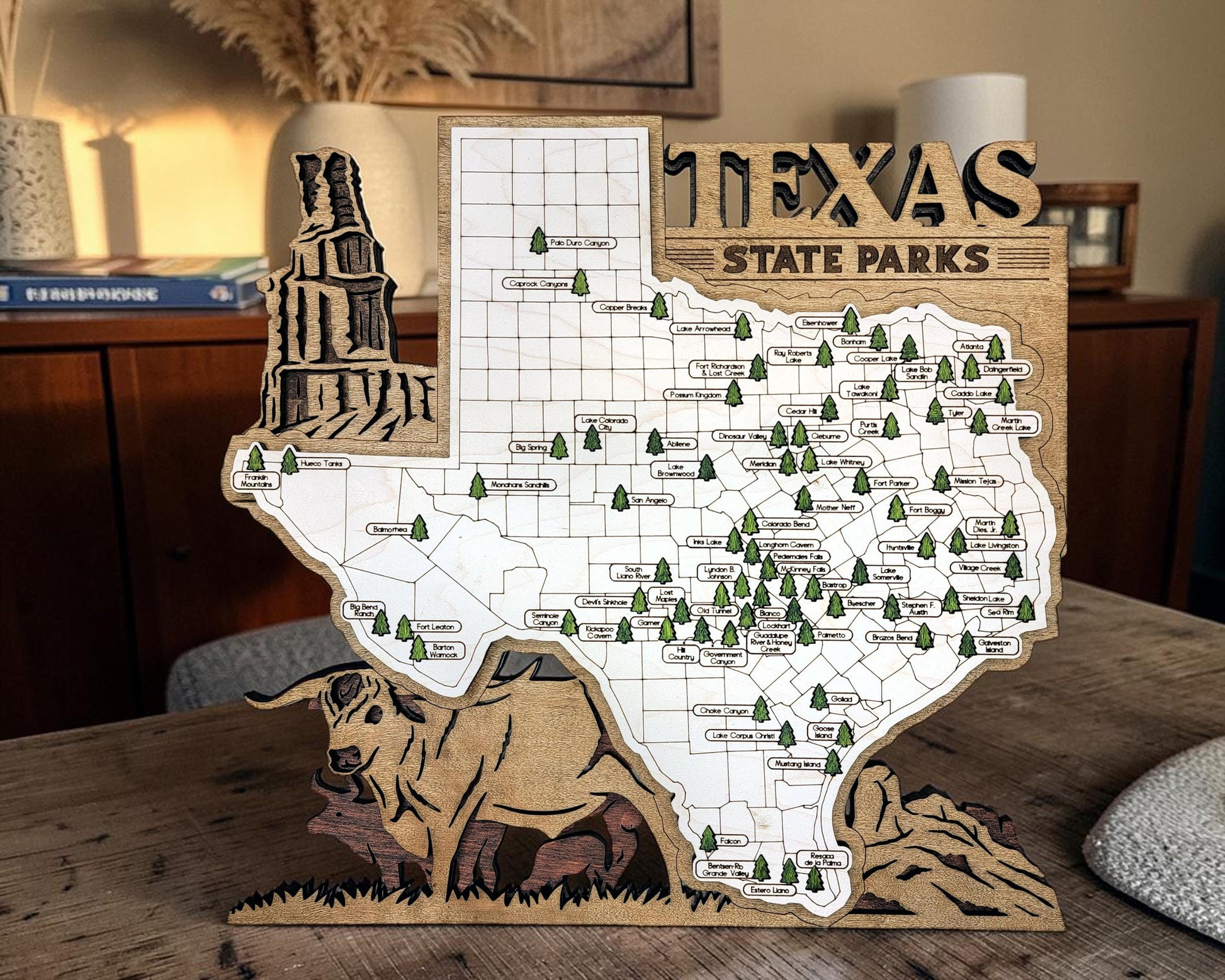 Personalized Texas State Parks Map | TX Travel Tracker | Hiking & Camping Gift | Texas Gift for Her | Texas Wall Art