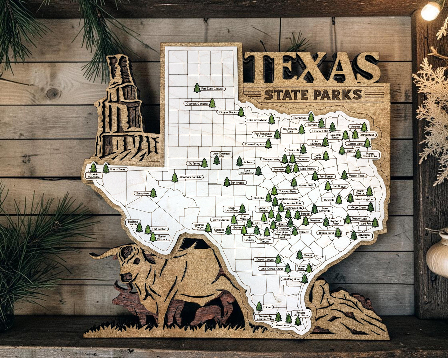 Personalized Texas State Parks Map | TX Travel Tracker | Hiking & Camping Gift | Texas Gift for Her | Texas Wall Art