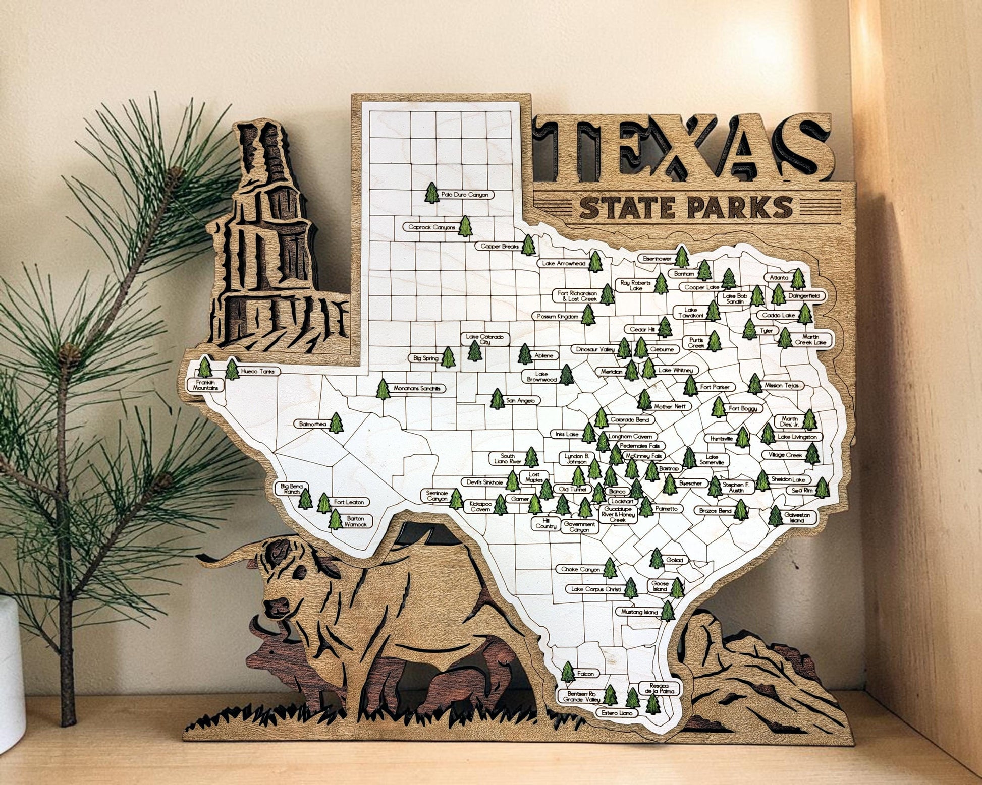 Personalized Texas State Parks Map | TX Travel Tracker | Hiking & Camping Gift | Texas Gift for Her | Texas Wall Art