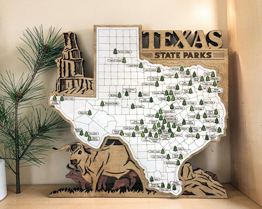 Personalized Texas State Parks Map | TX Travel Tracker | Hiking & Camping Gift | Texas Gift for Her | Texas Wall Art